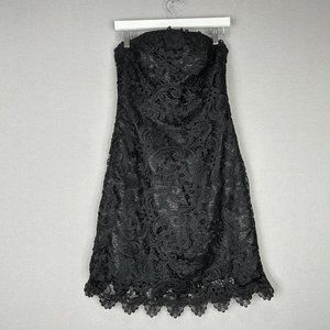 Serena London Women Dress 6 Black Floral Lace Strapless Cocktail Date Night